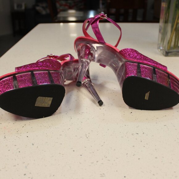Pleaser Sparkle Pink Extreme Stiletto Platforms Size 13 - Picture 9 of 9